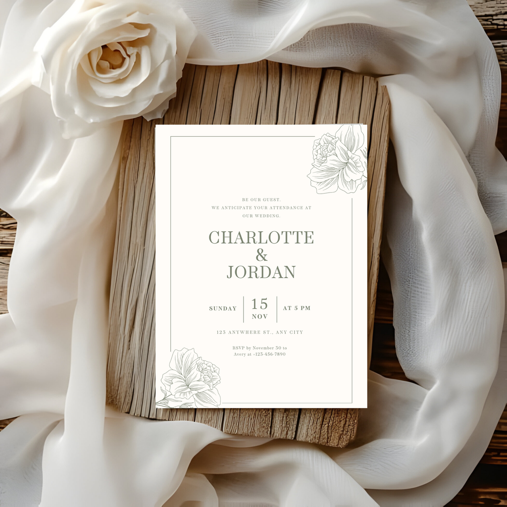 Elegant Sage Wedding Invitation