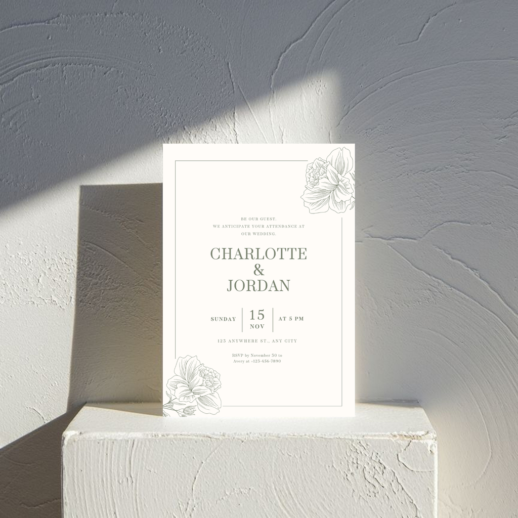 Elegant Sage Wedding Invitation
