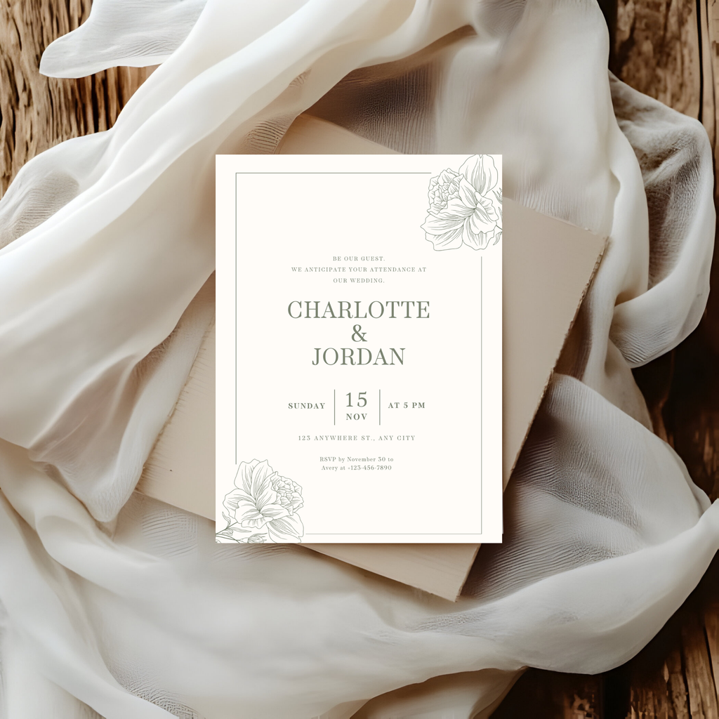 Elegant Sage Wedding Invitation