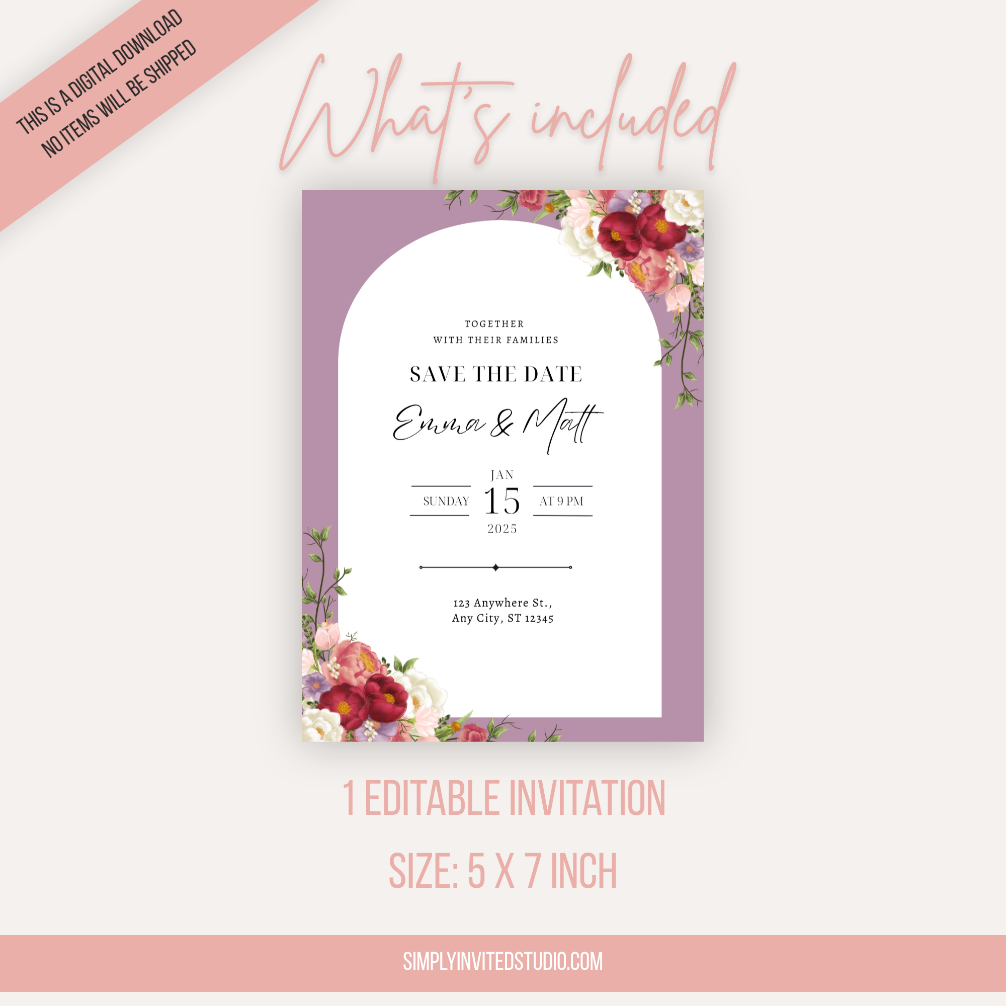 Floral Save The Date Invite