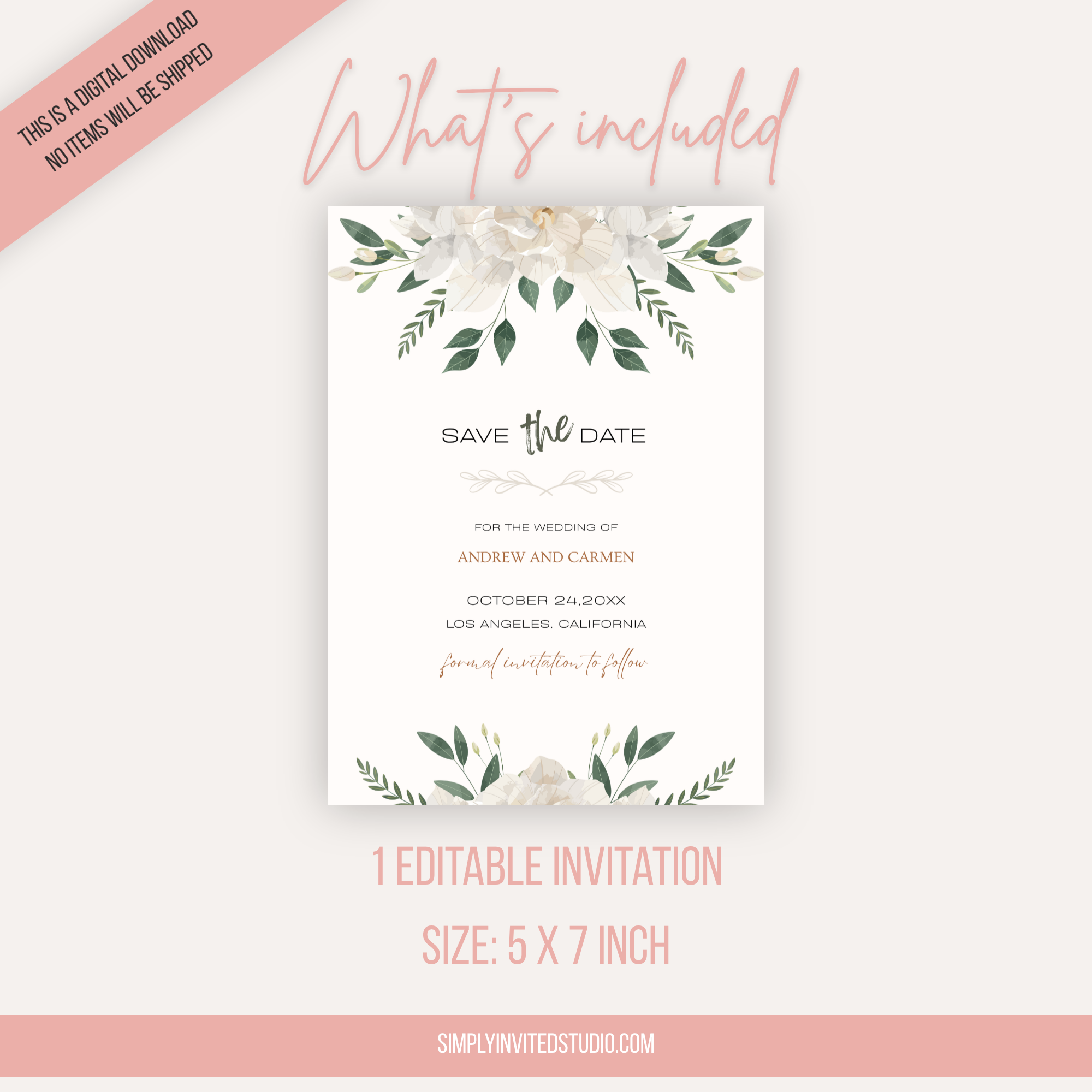 Floral Save The Date Invite