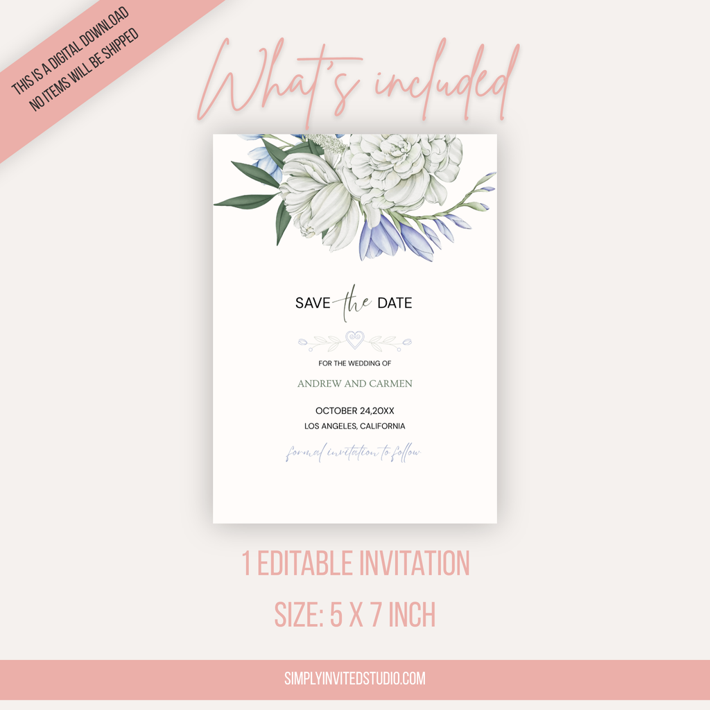 Floral Save The Date Invite