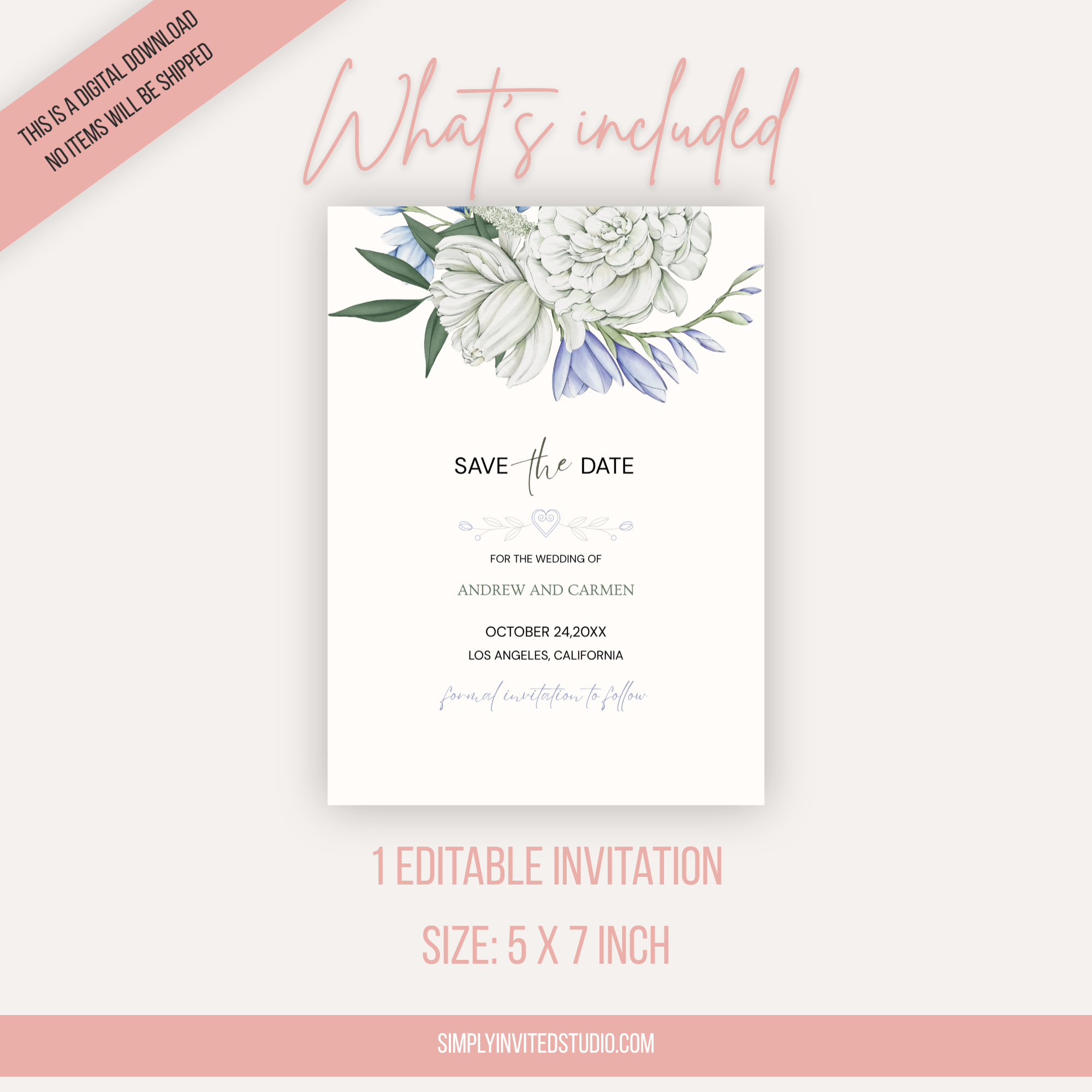Floral Save The Date Invite