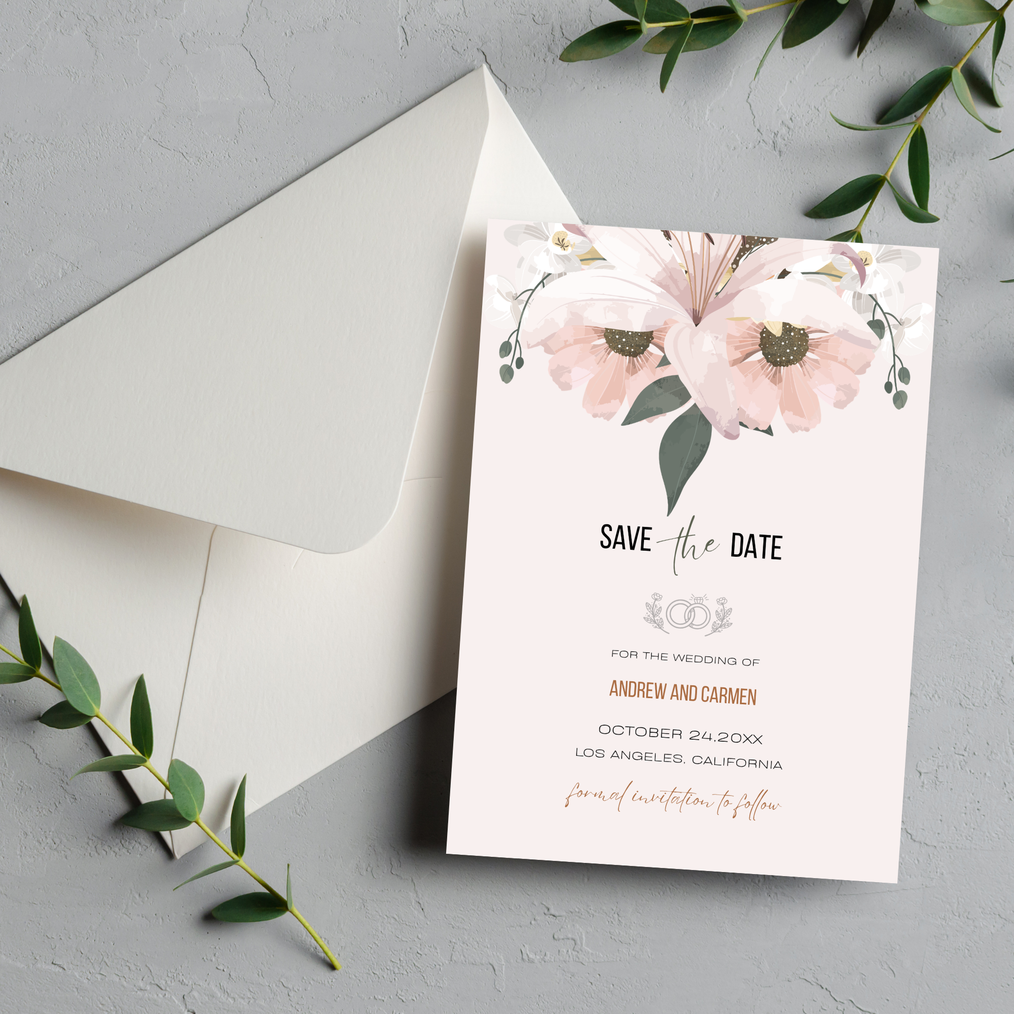 Blush Save The Date Invite