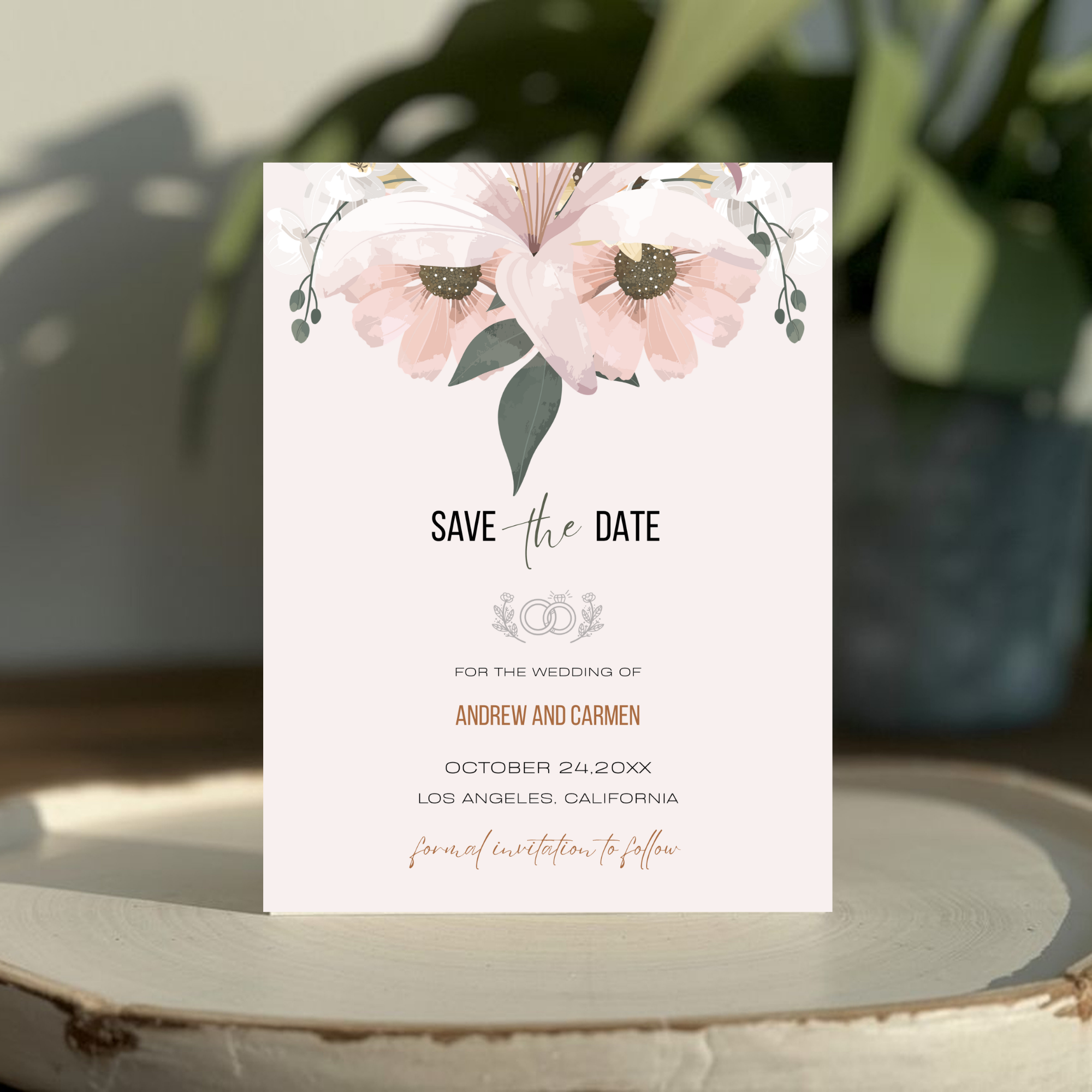 Blush Save The Date Invite