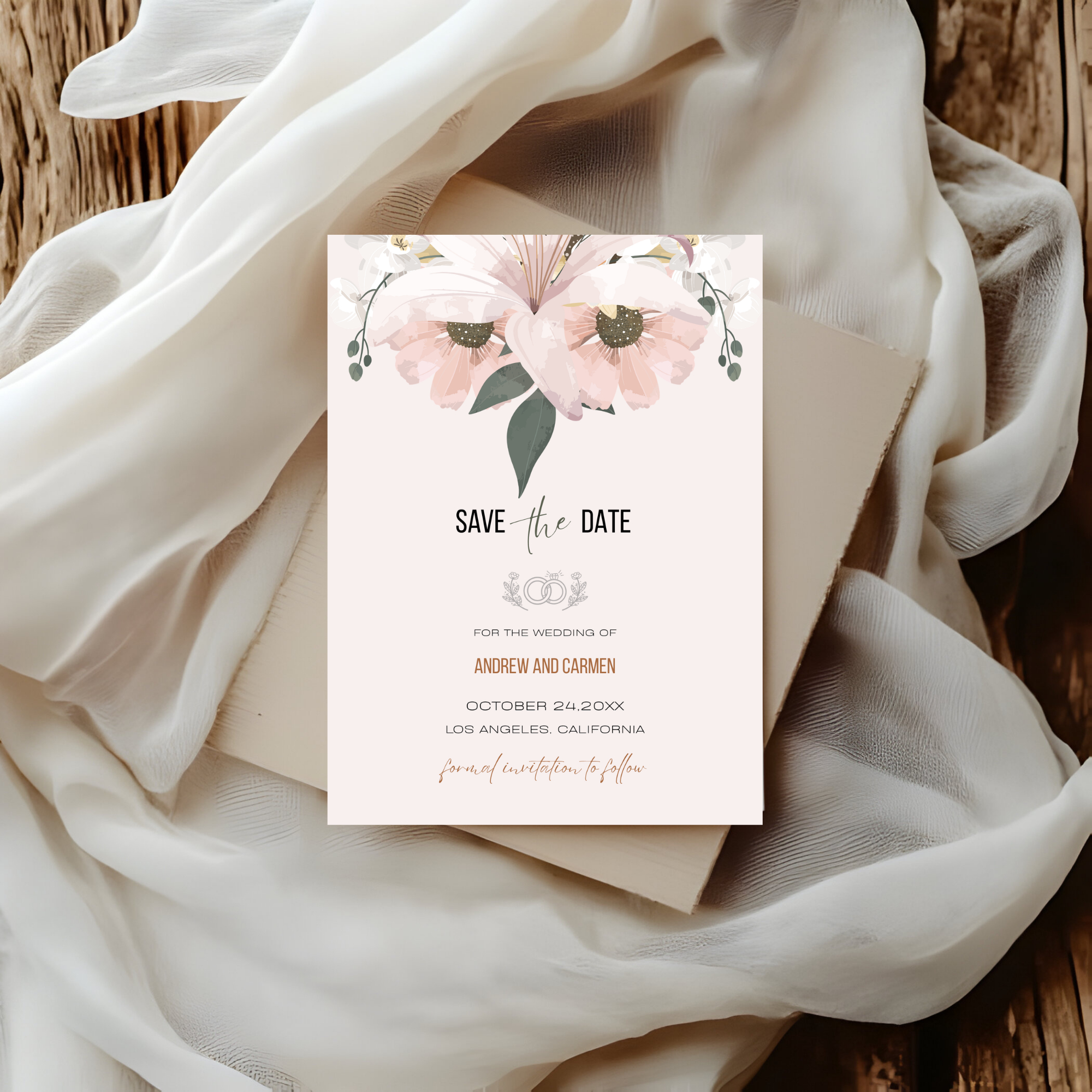 Blush Save The Date Invite