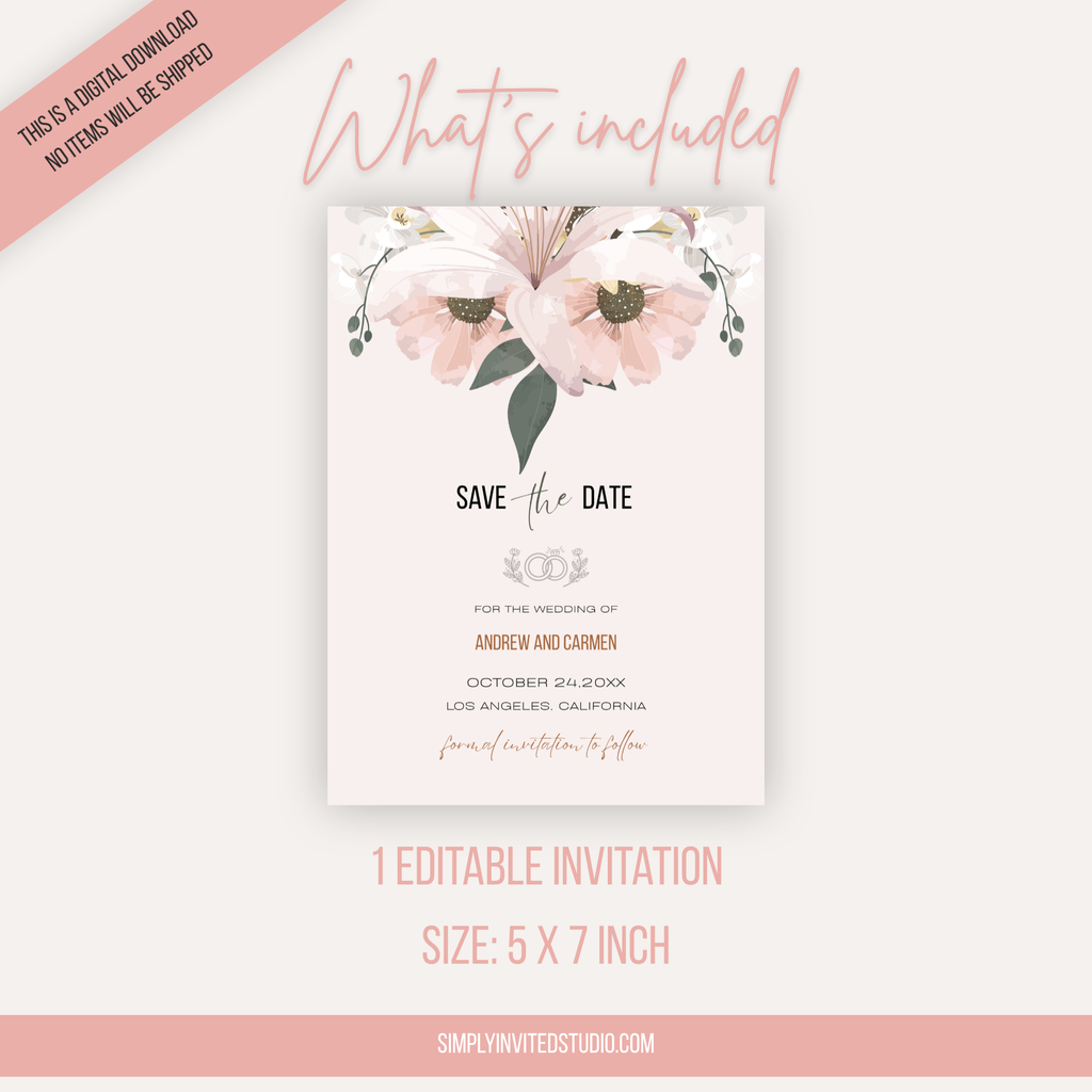 Blush Save The Date Invite
