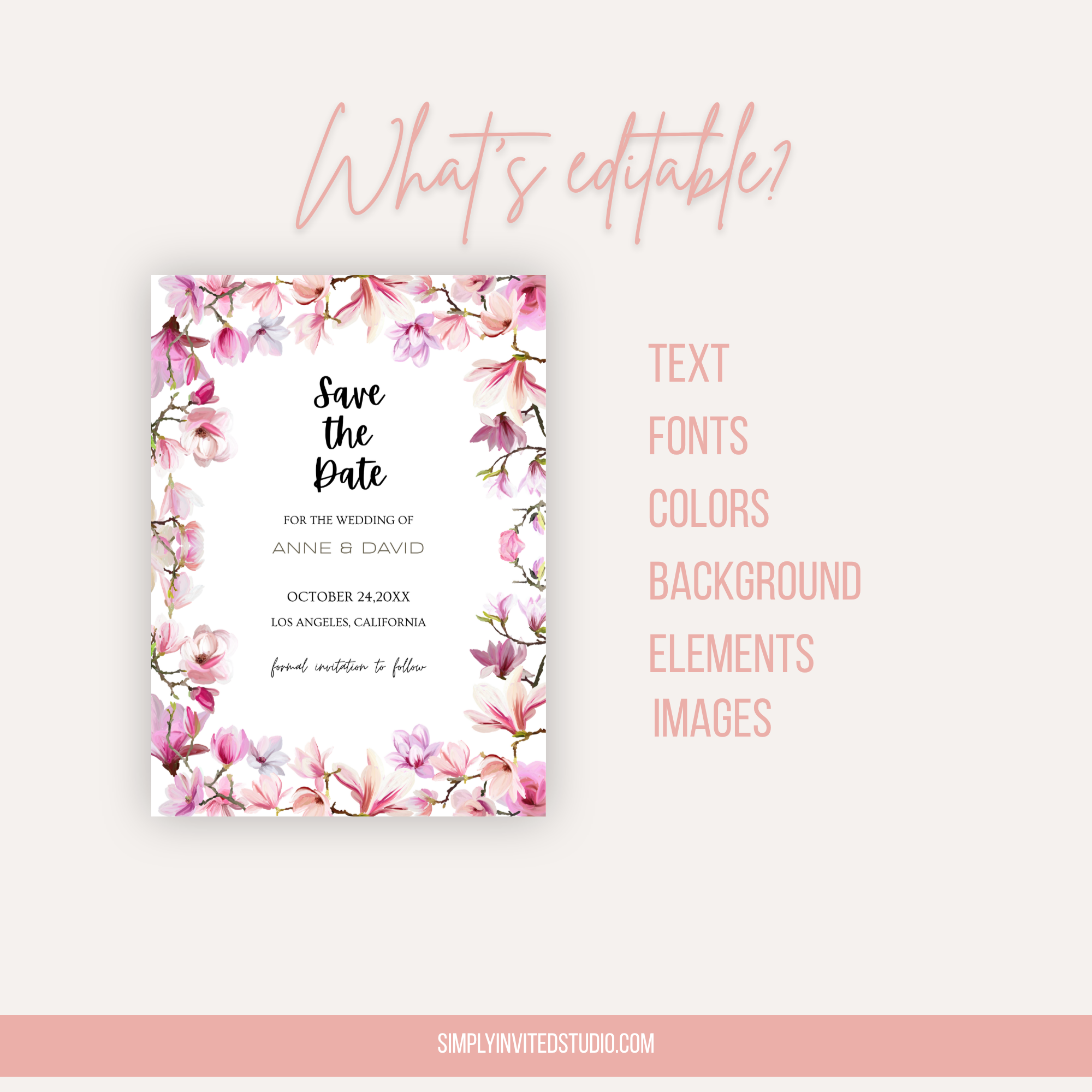 Magnolia Save The Date Invite