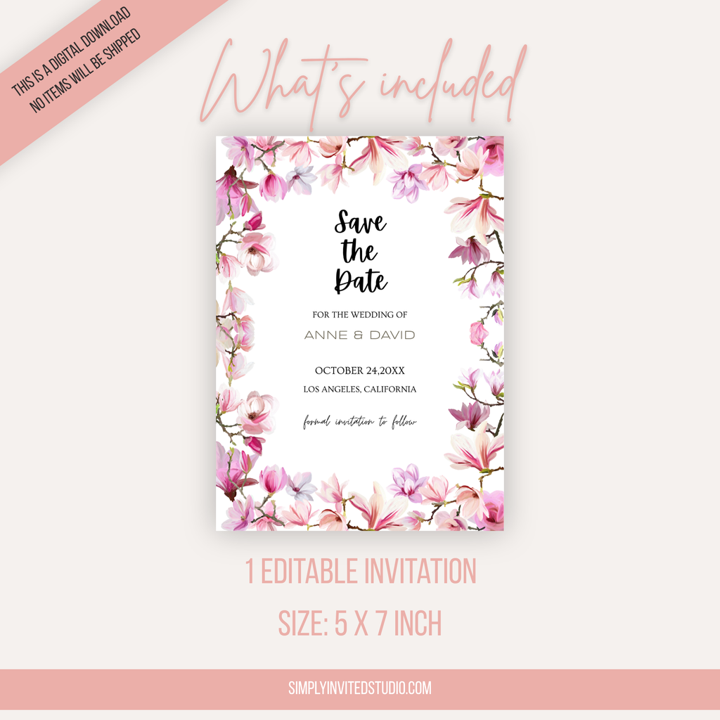Magnolia Save The Date Invite