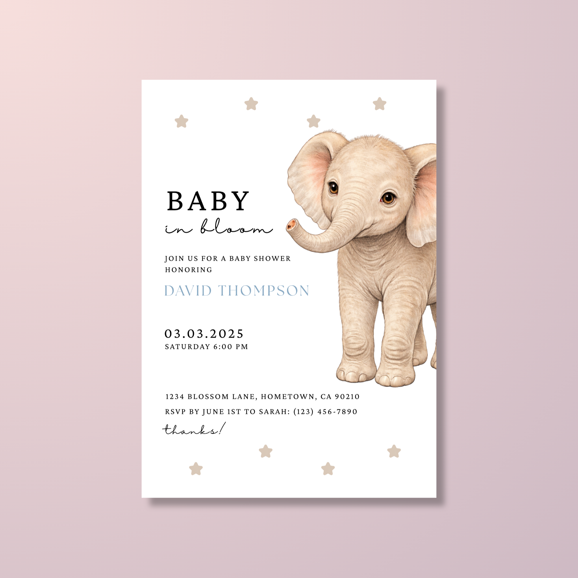 Elephant Baby Shower Invite