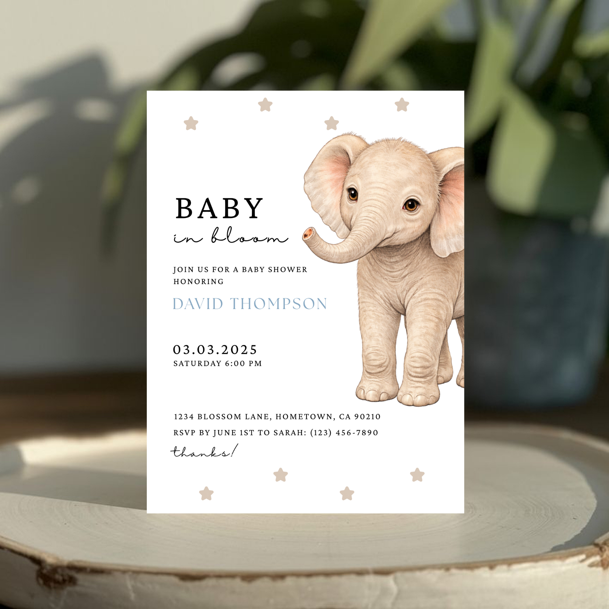 Elephant Baby Shower Invite