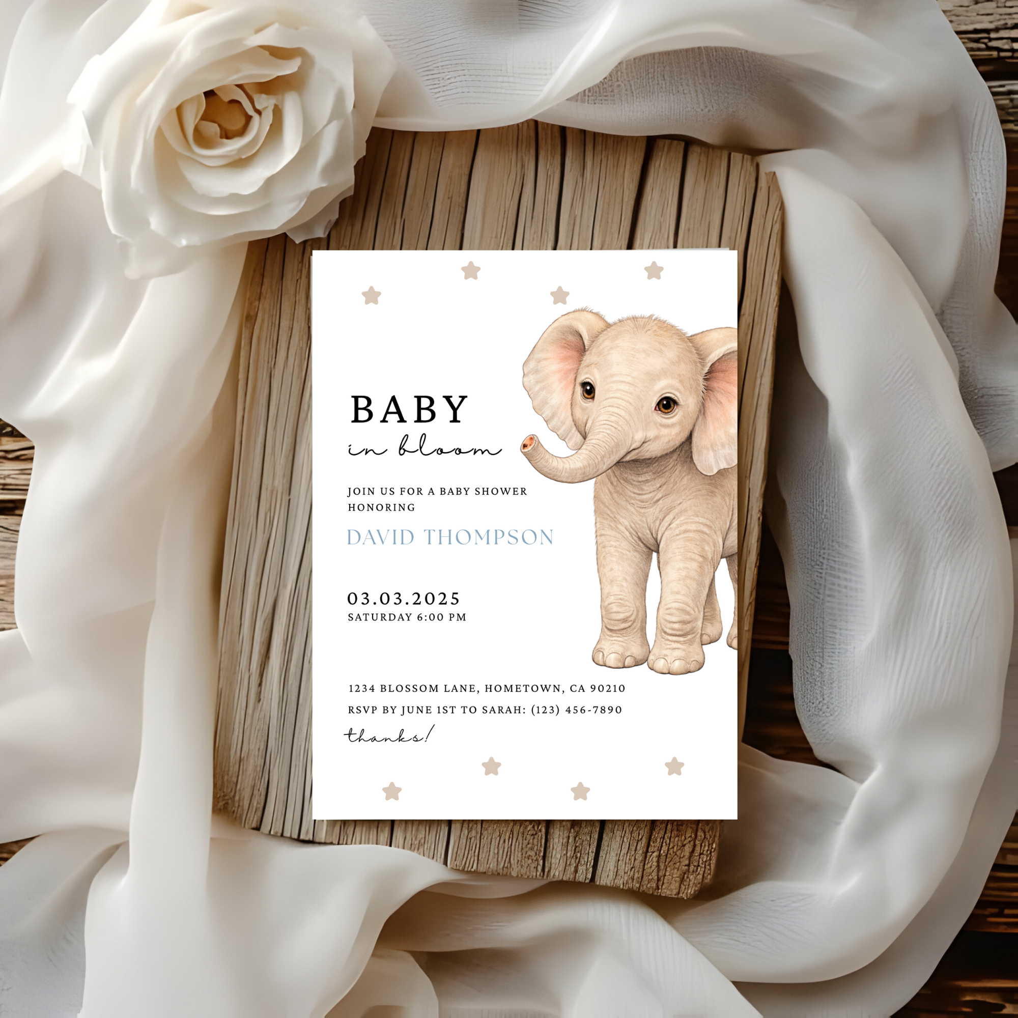 Elephant Baby Shower Invite