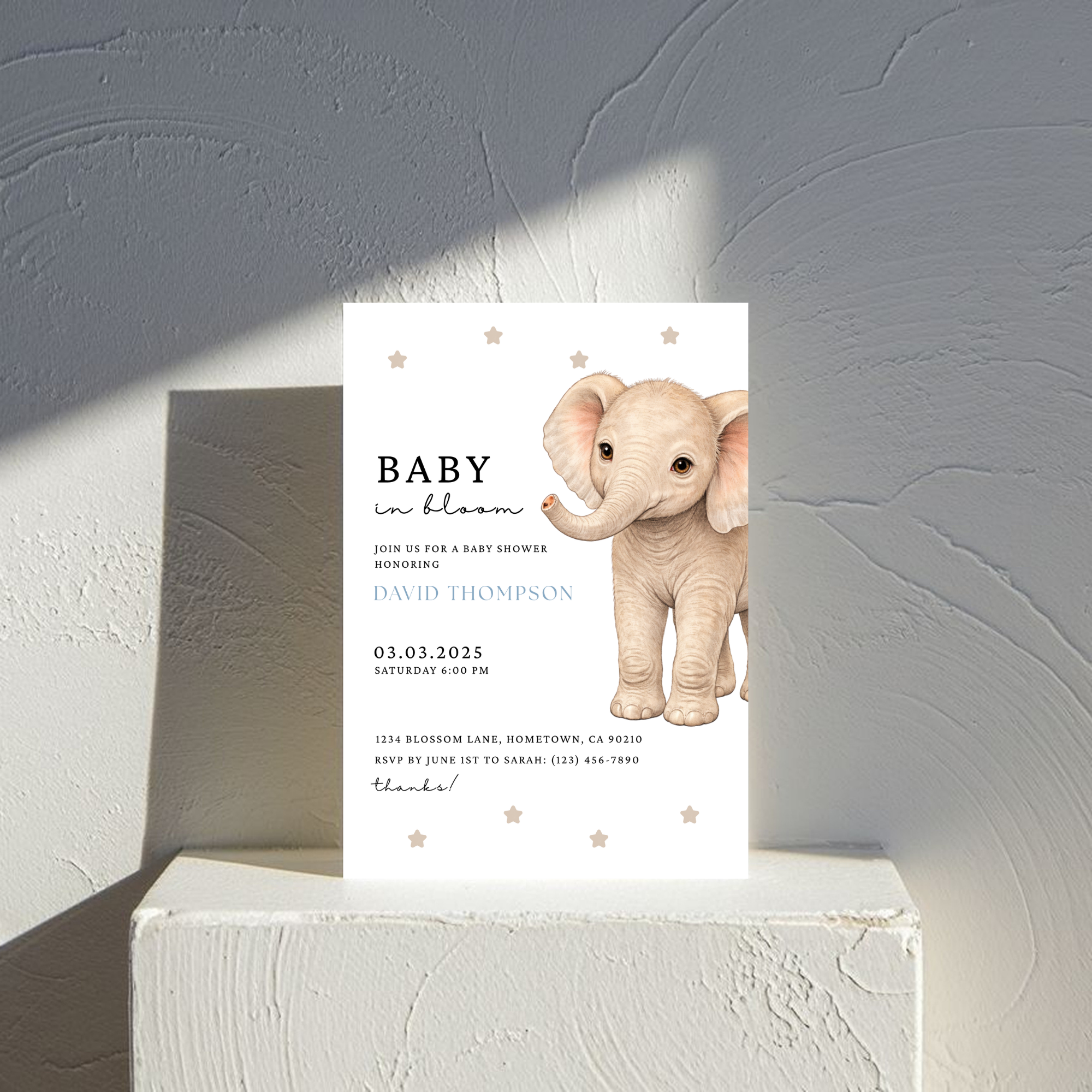 Elephant Baby Shower Invite