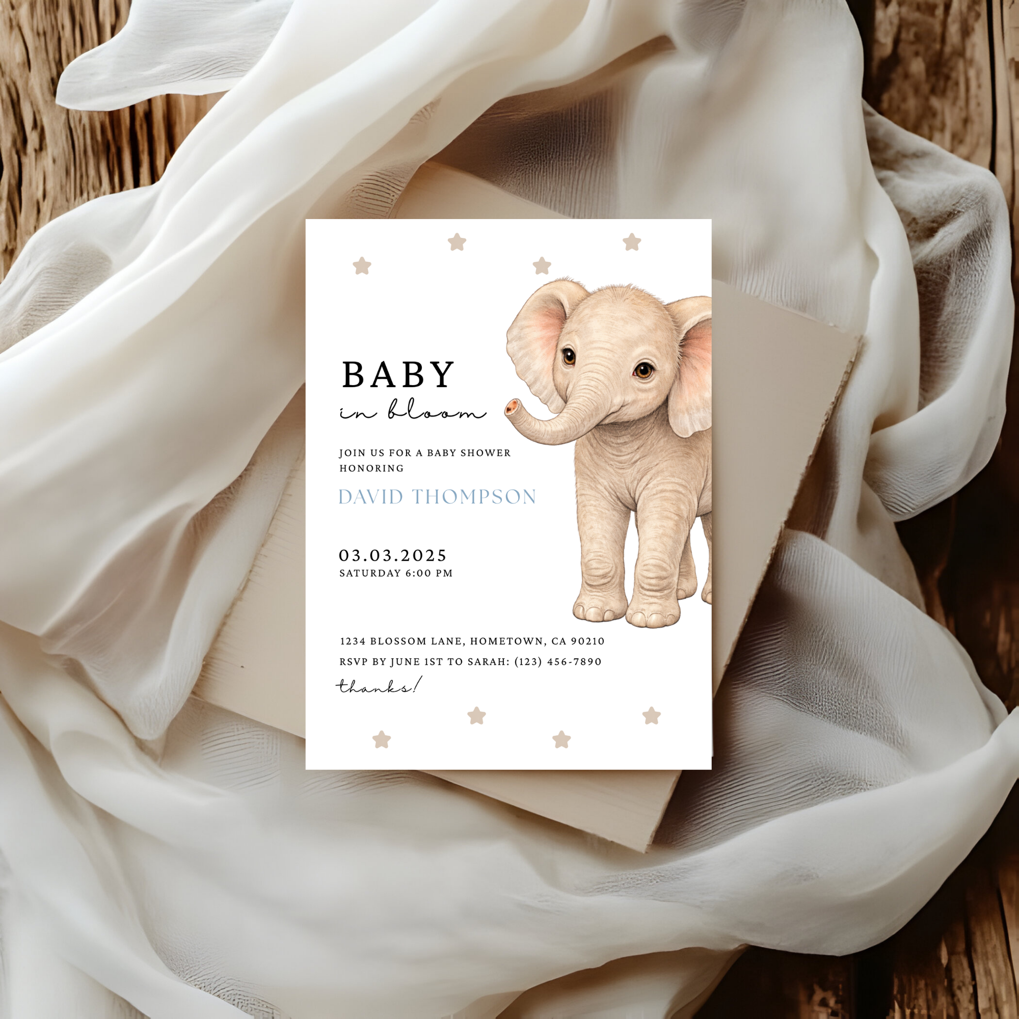 Elephant Baby Shower Invite