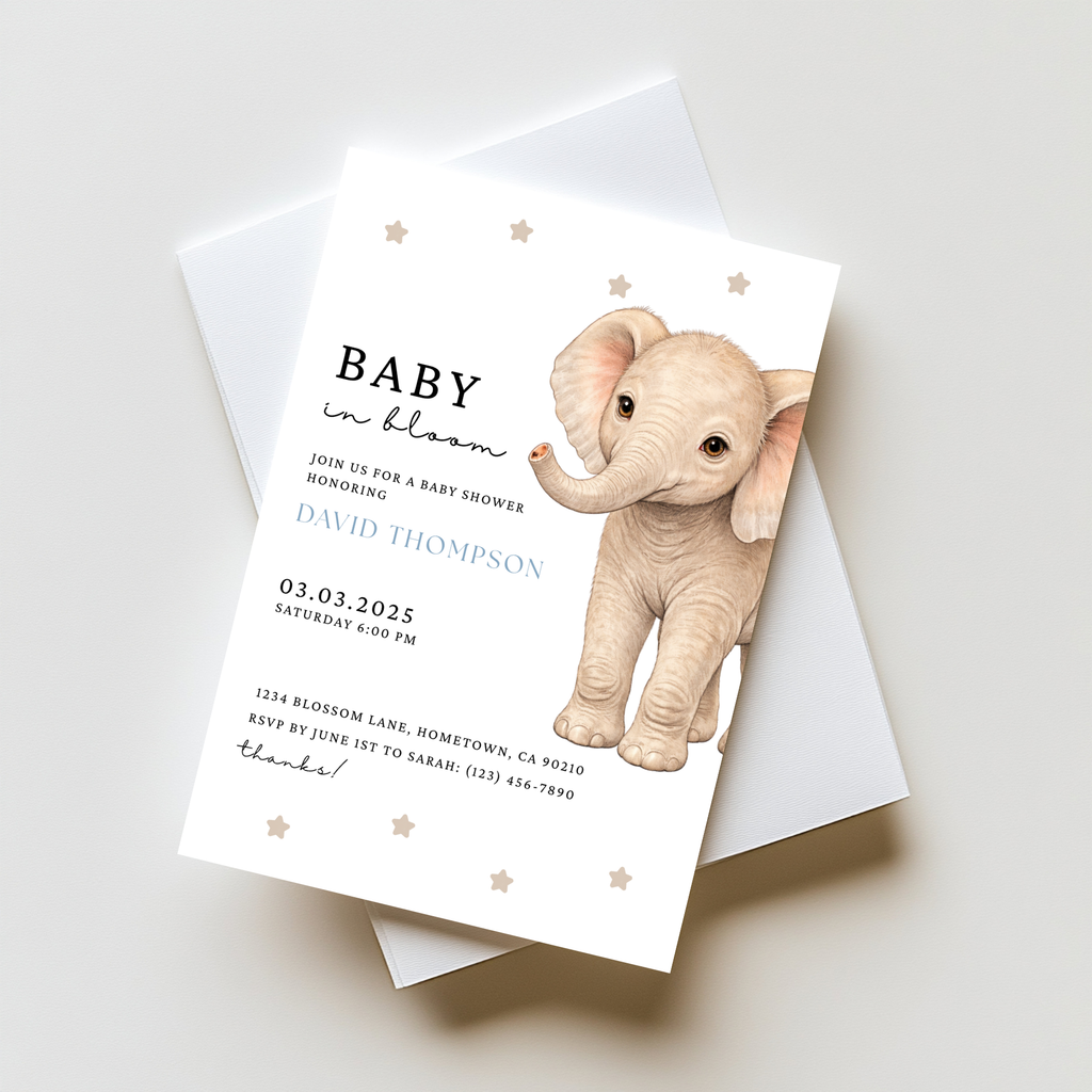 Elephant Baby Shower Invite