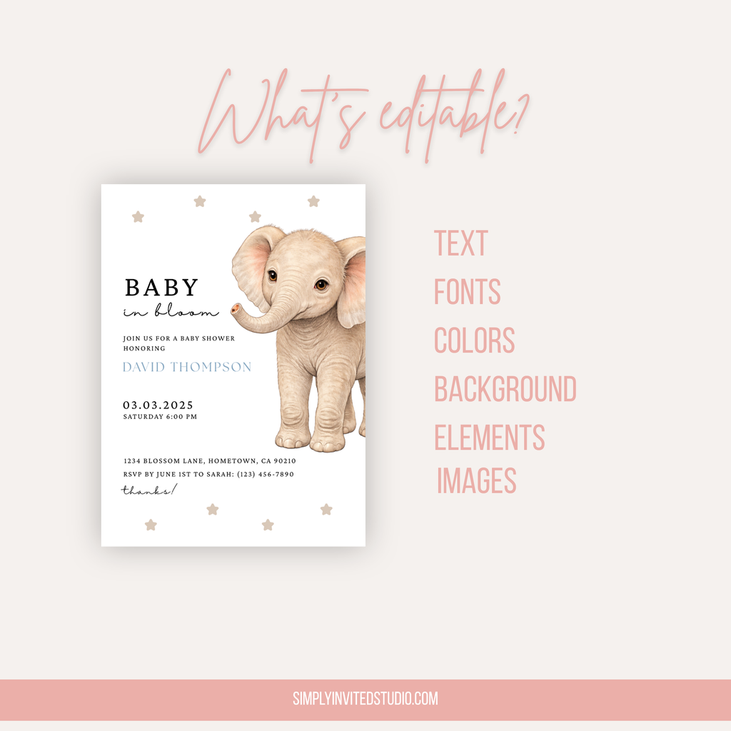 Elephant Baby Shower Invite