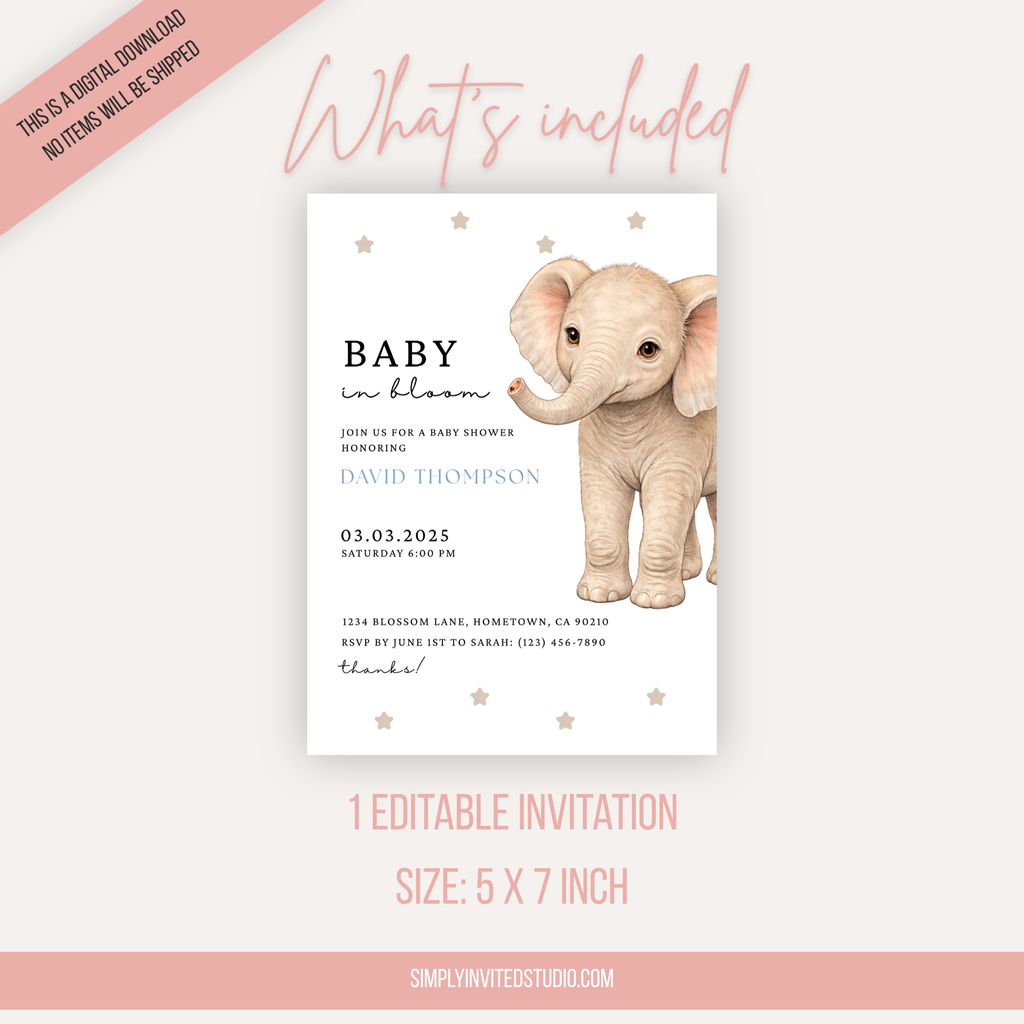 Elephant Baby Shower Invite