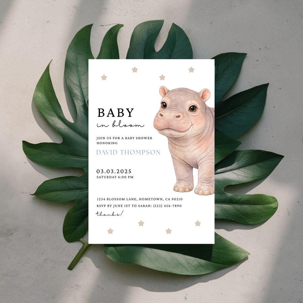 Hippo Baby Shower Invitation