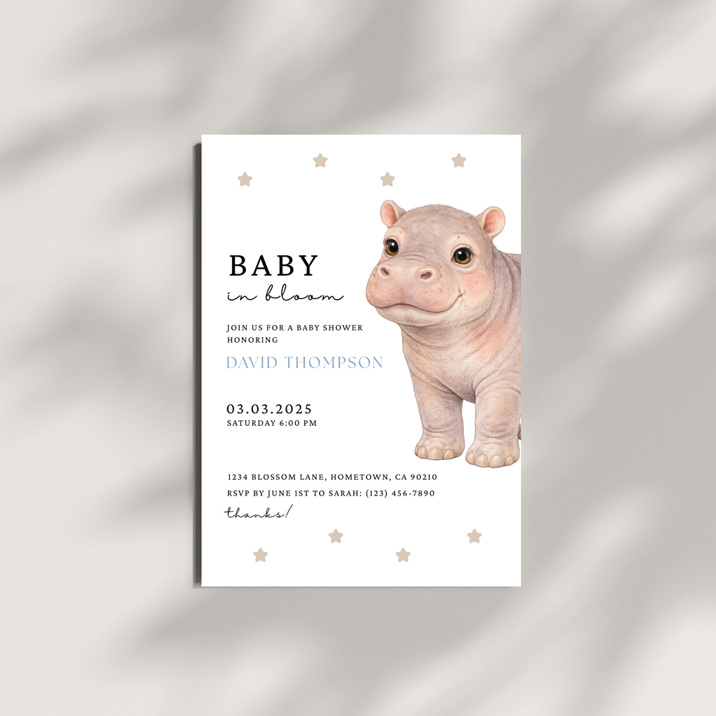 Hippo Baby Shower Invitation