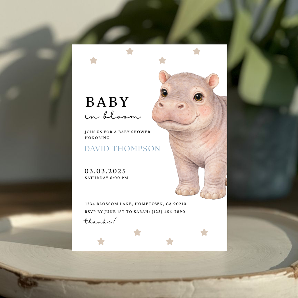 Hippo Baby Shower Invitation