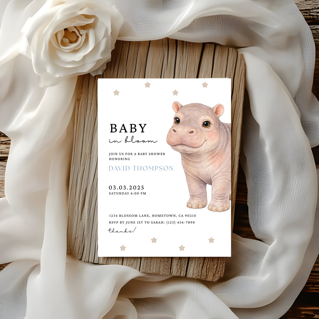 Hippo Baby Shower Invitation