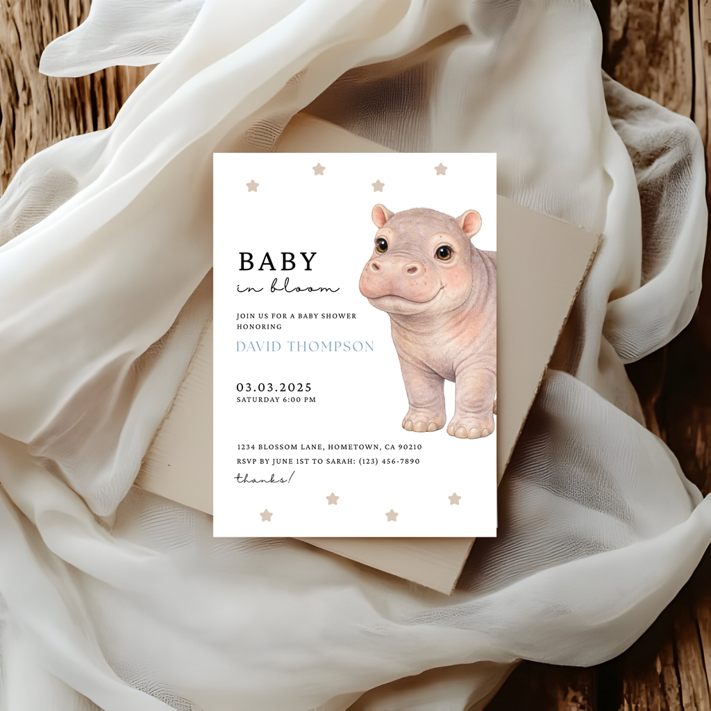 Hippo Baby Shower Invitation