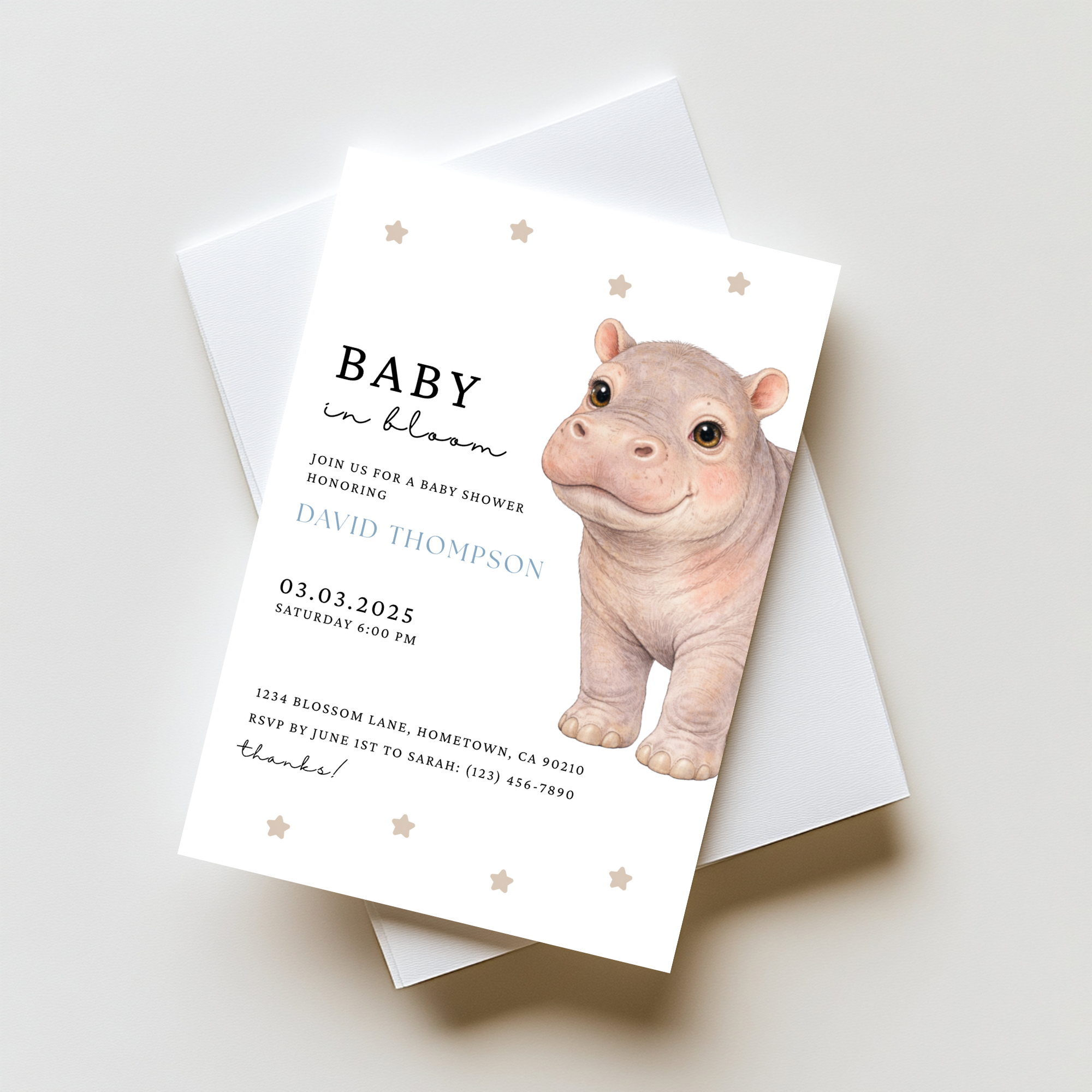 Hippo Baby Shower Invitation