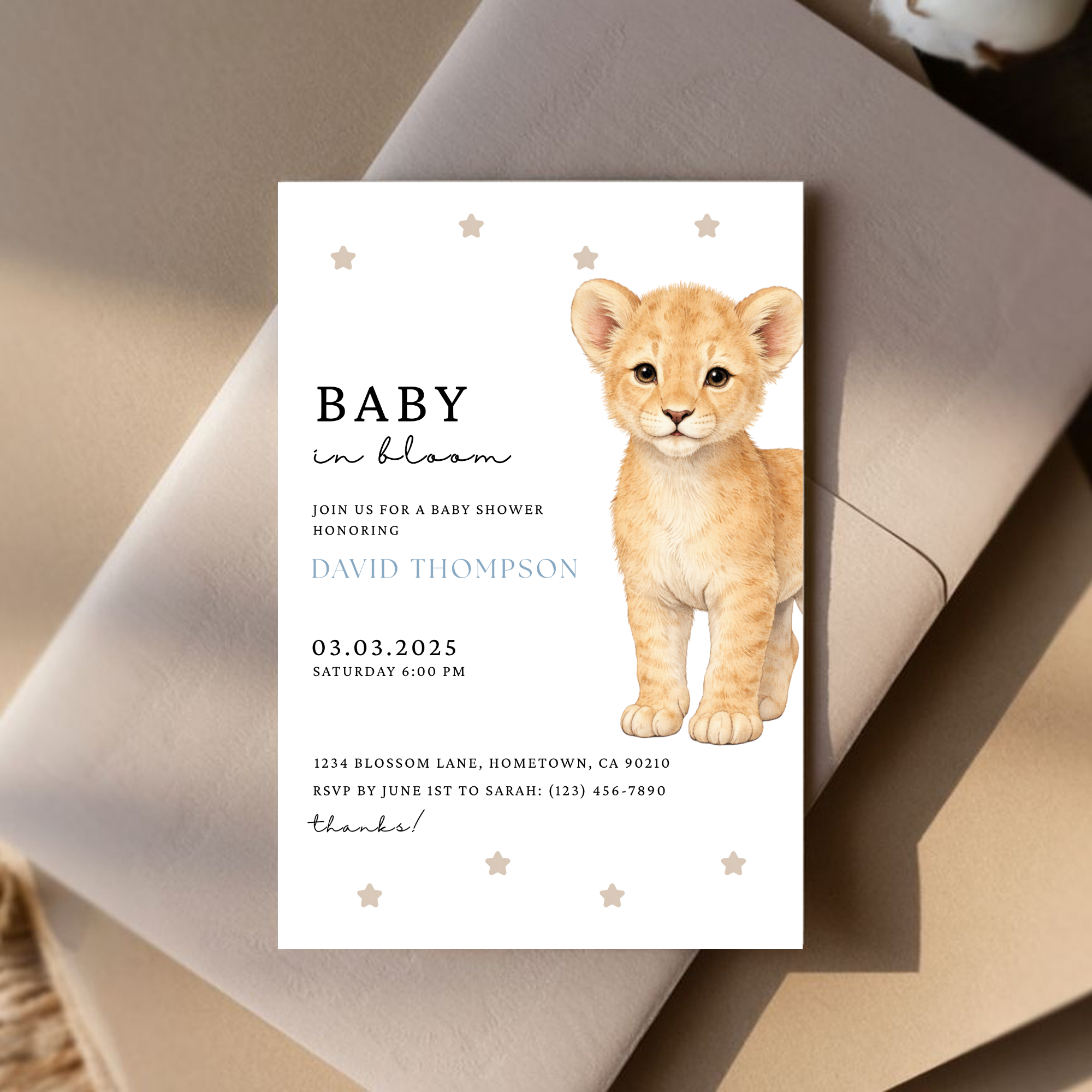 Lion Baby Shower Invitation