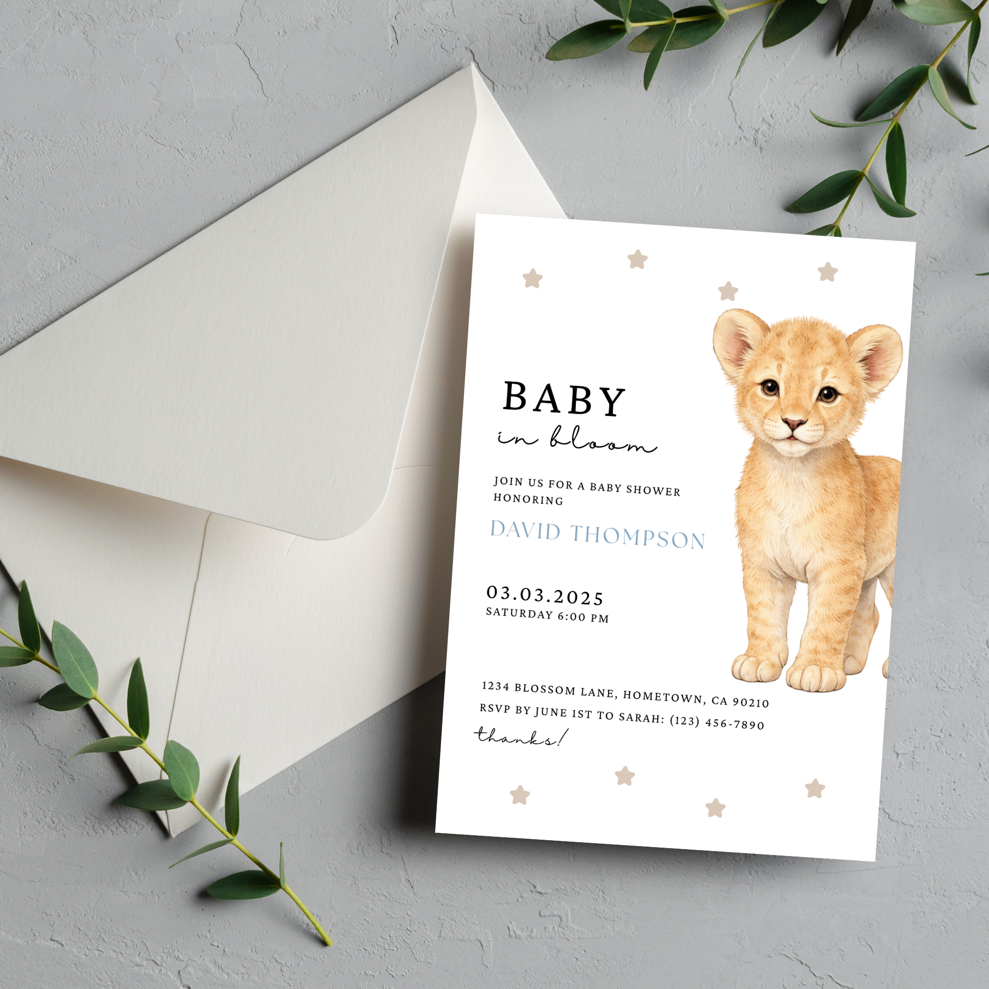 Lion Baby Shower Invitation