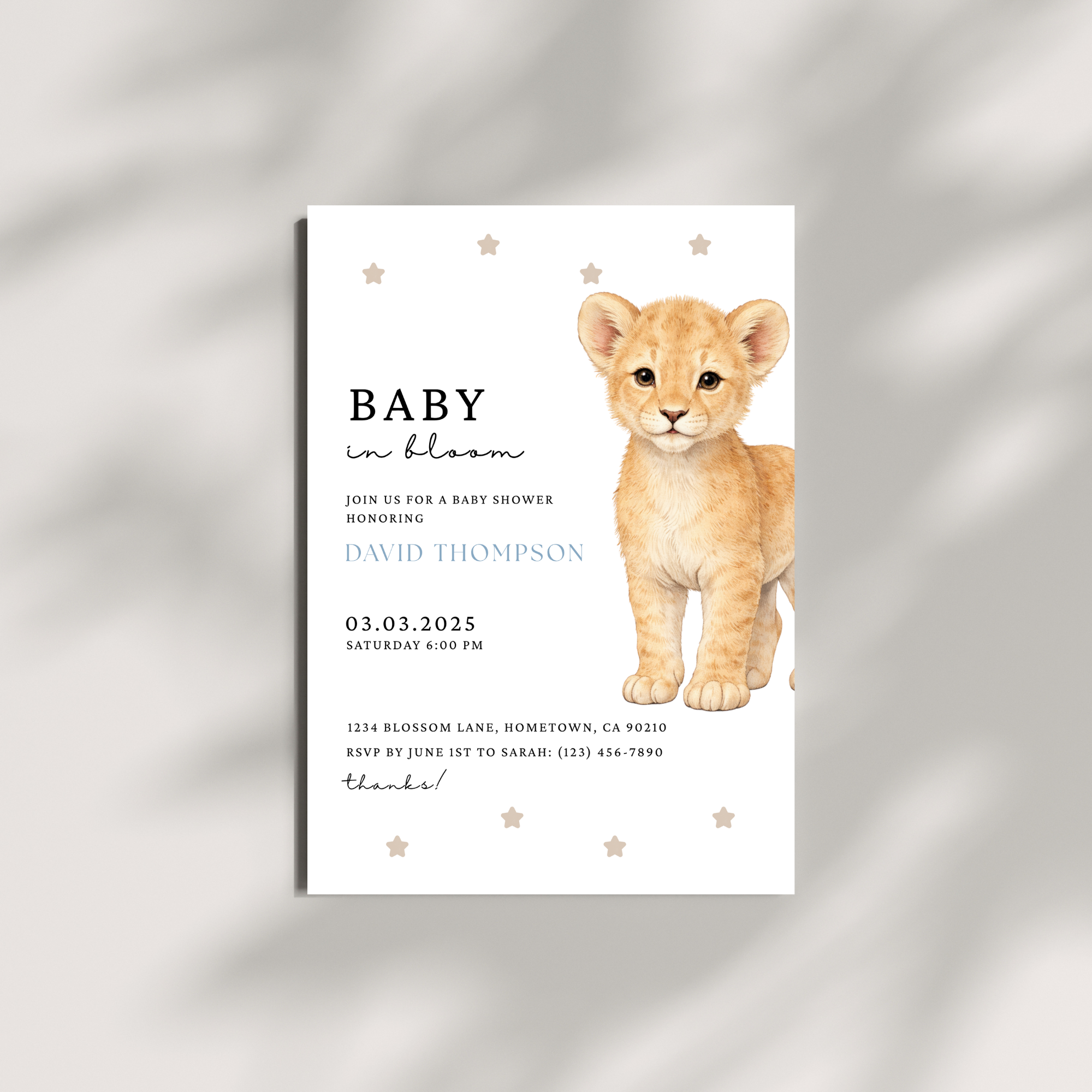 Lion Baby Shower Invitation