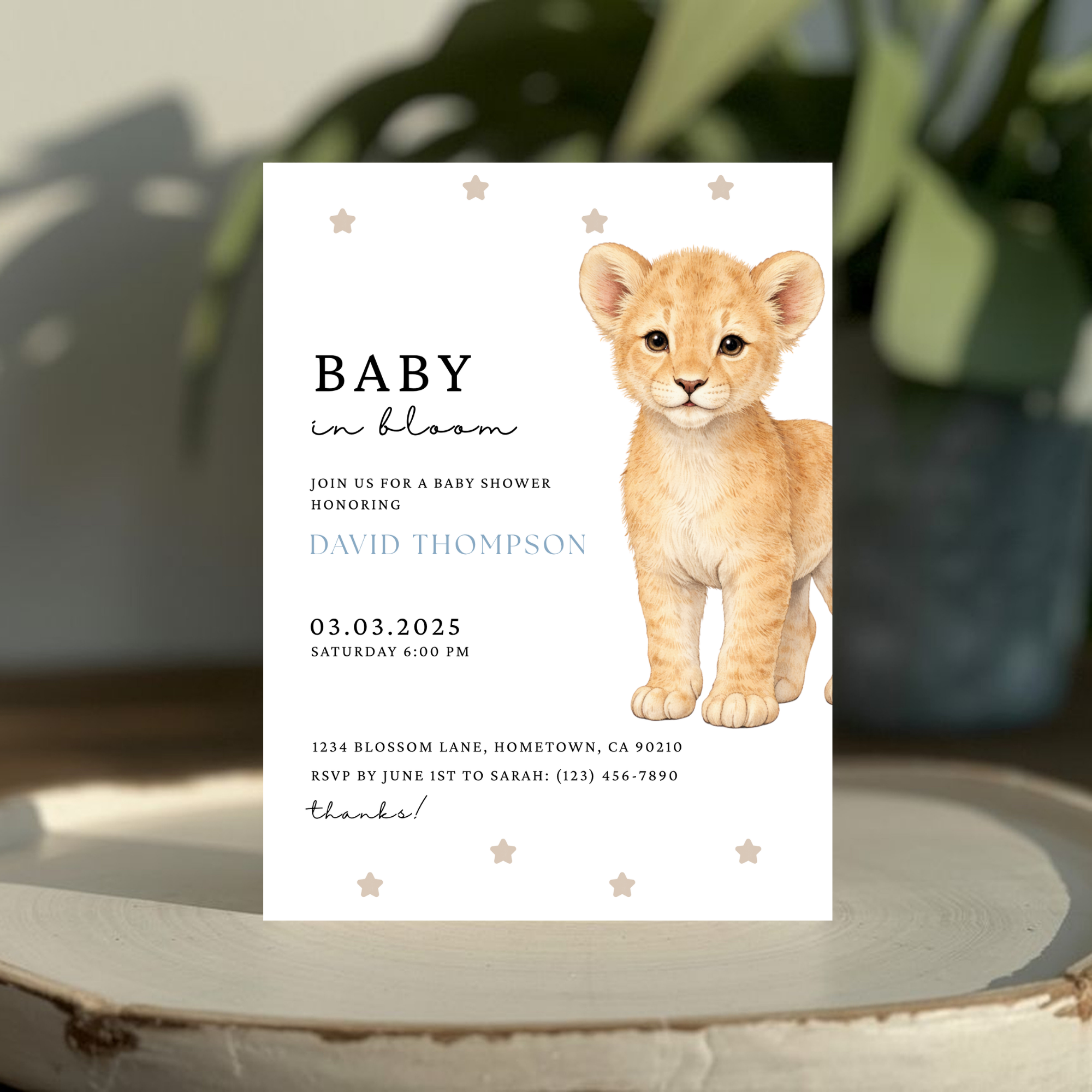 Lion Baby Shower Invitation