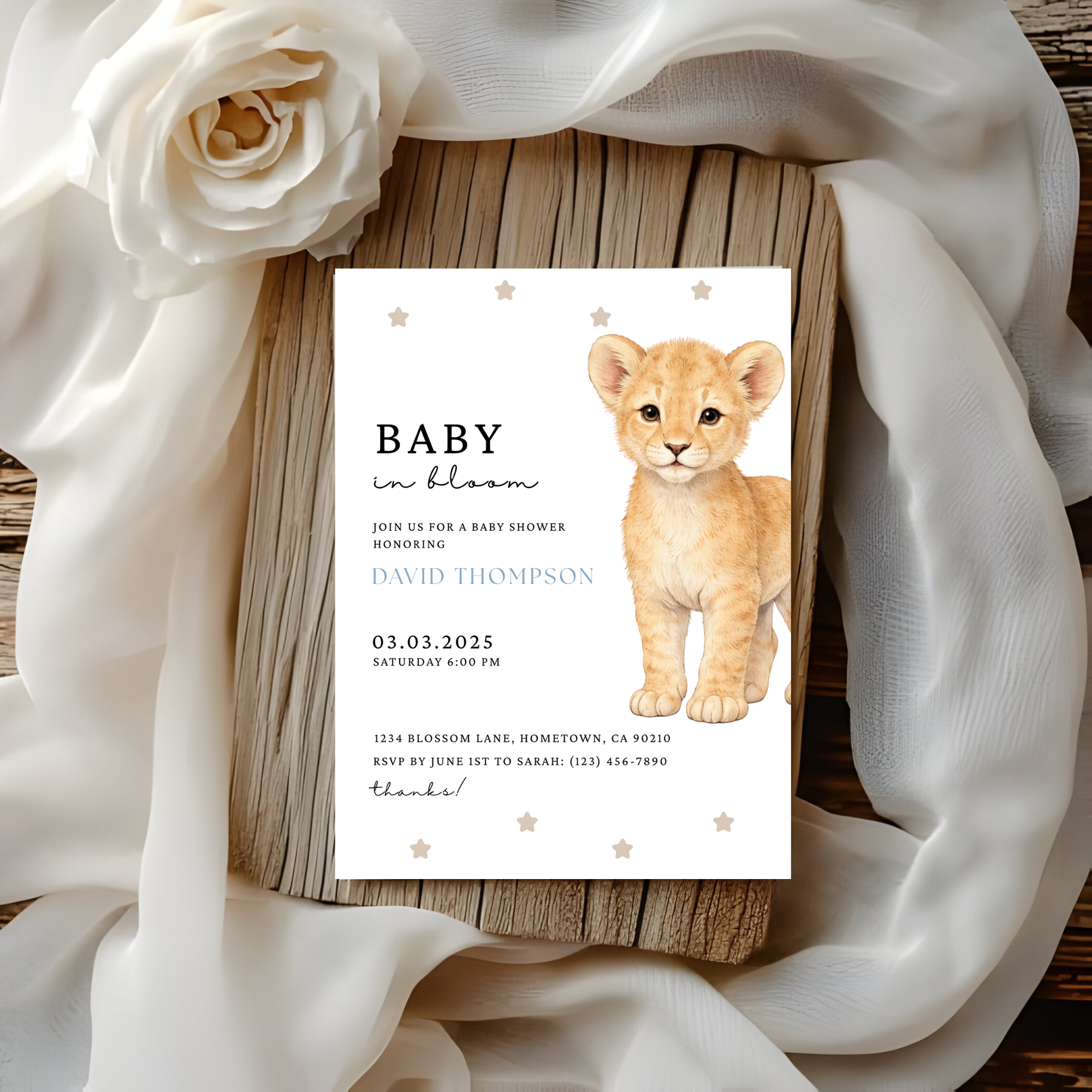 Lion Baby Shower Invitation