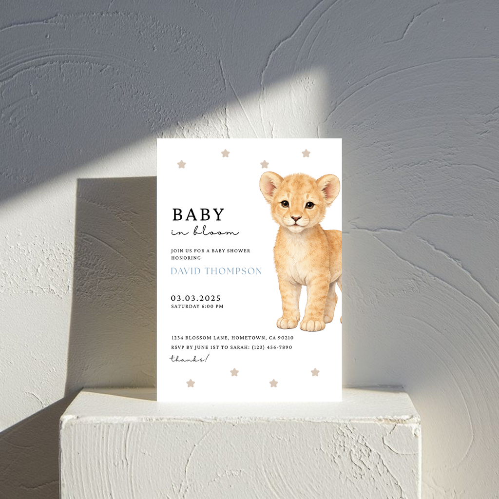Lion Baby Shower Invitation