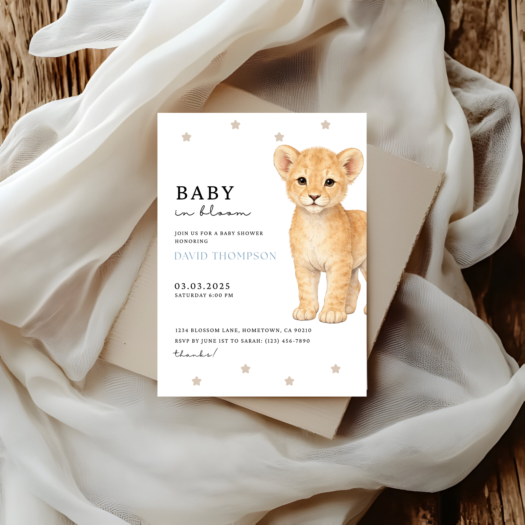 Lion Baby Shower Invitation