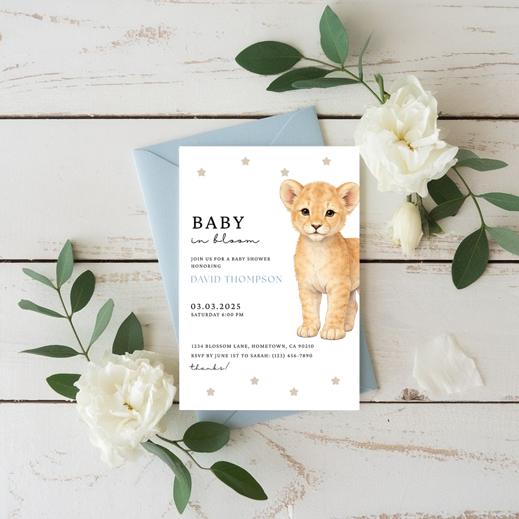 Lion Baby Shower Invitation