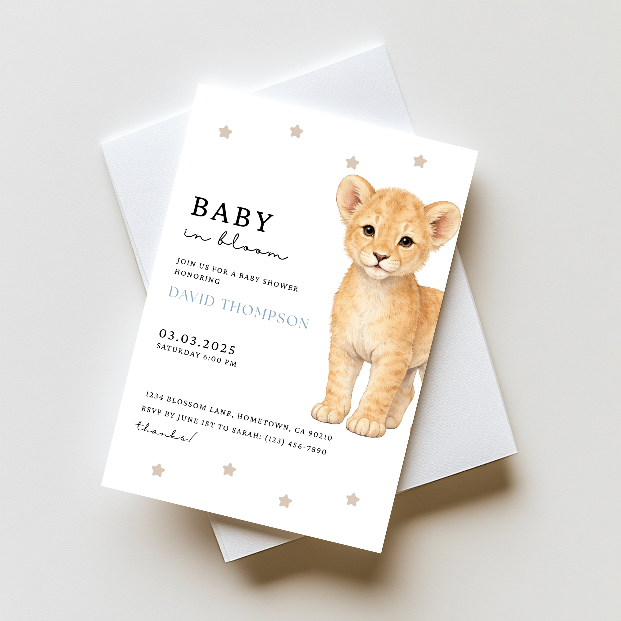 Lion Baby Shower Invitation