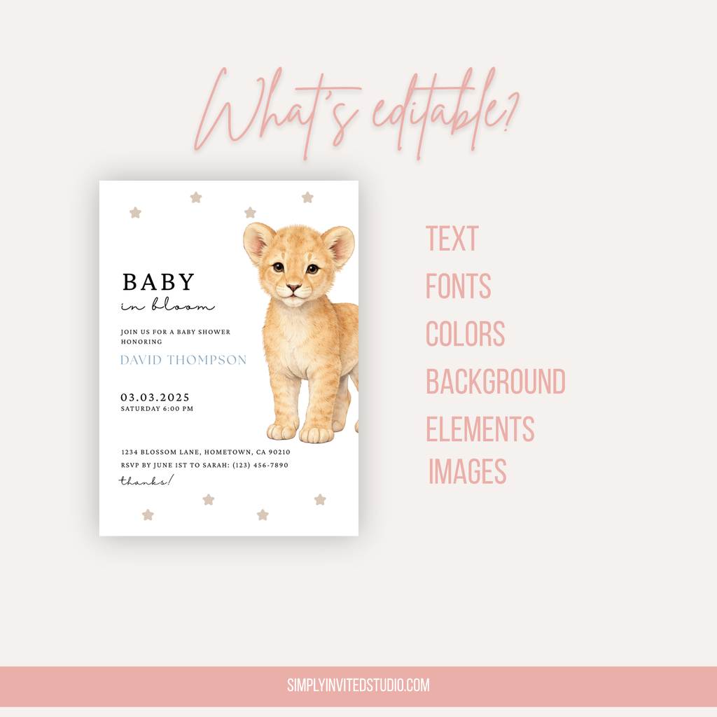 Lion Baby Shower Invitation