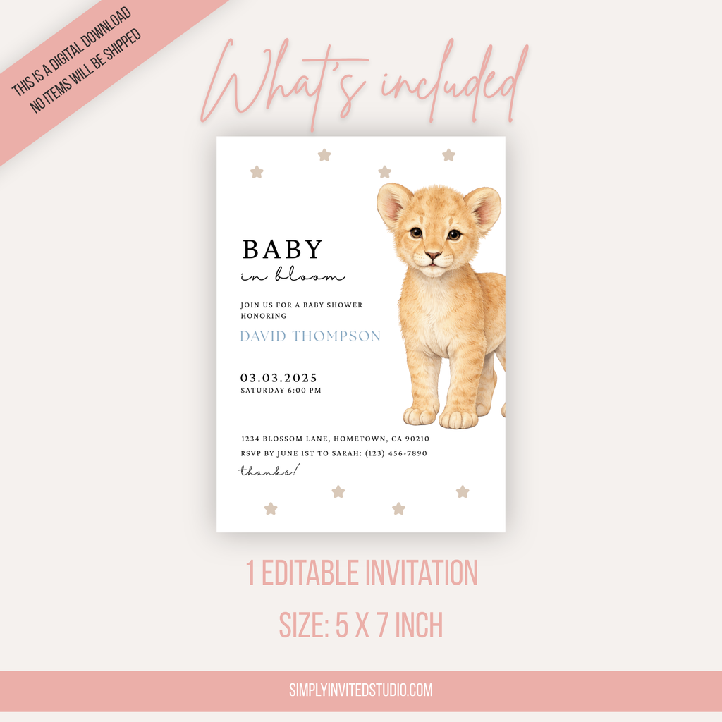 Lion Baby Shower Invitation