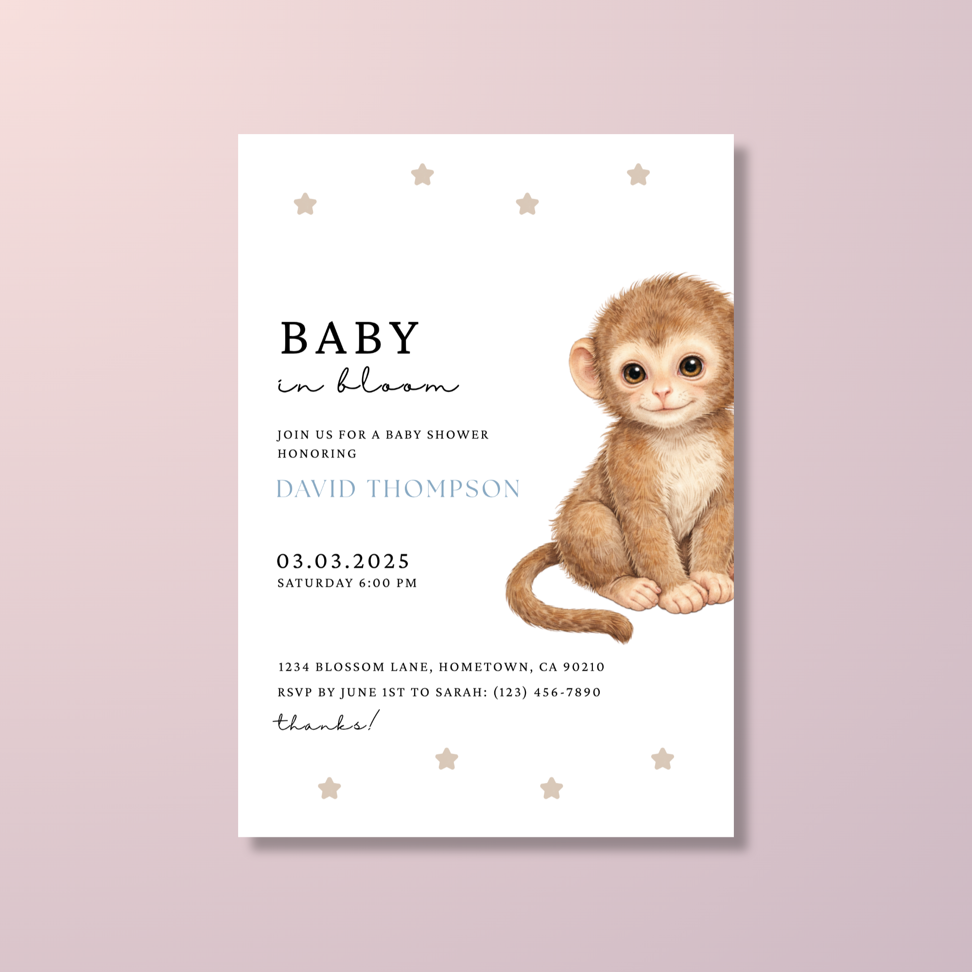Monkey Baby Shower Invitation