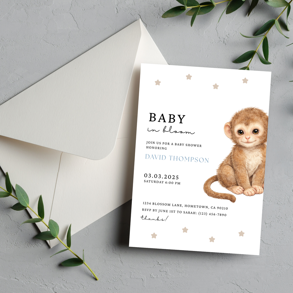 Monkey Baby Shower Invitation