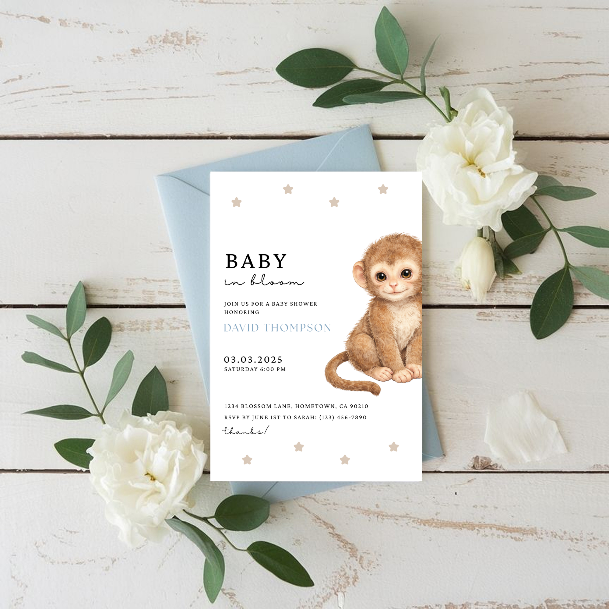 Monkey Baby Shower Invitation