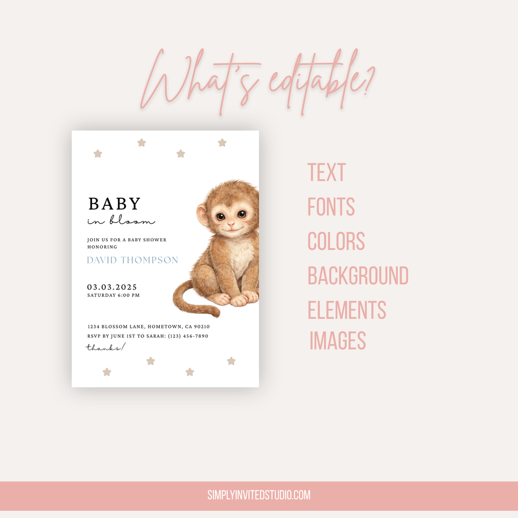 Monkey Baby Shower Invitation