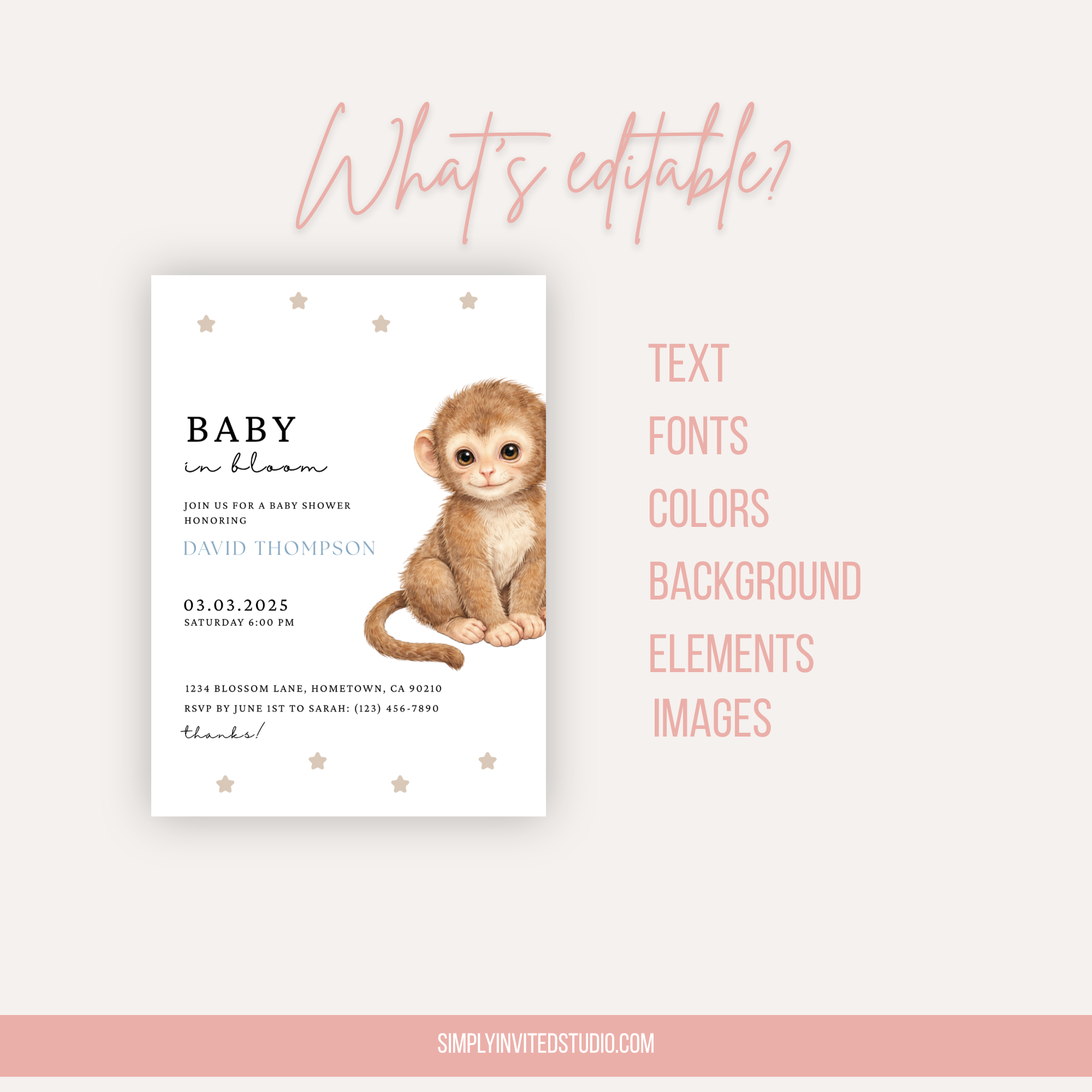 Monkey Baby Shower Invitation