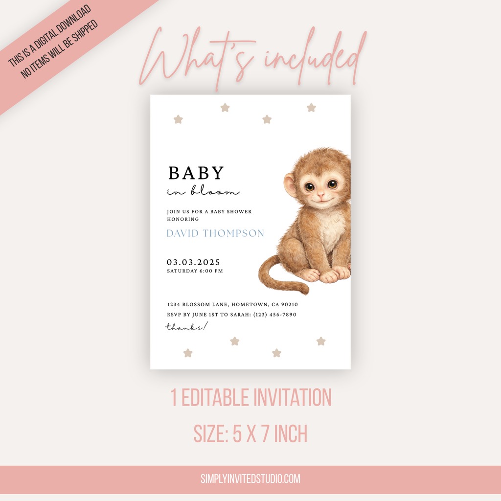 Monkey Baby Shower Invitation