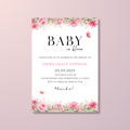 Pink Floral Baby Shower Invitation
