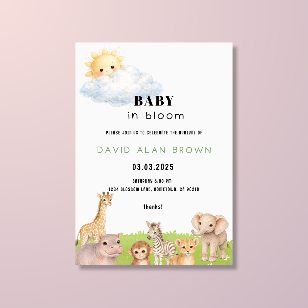 Safari Baby Shower Invitation