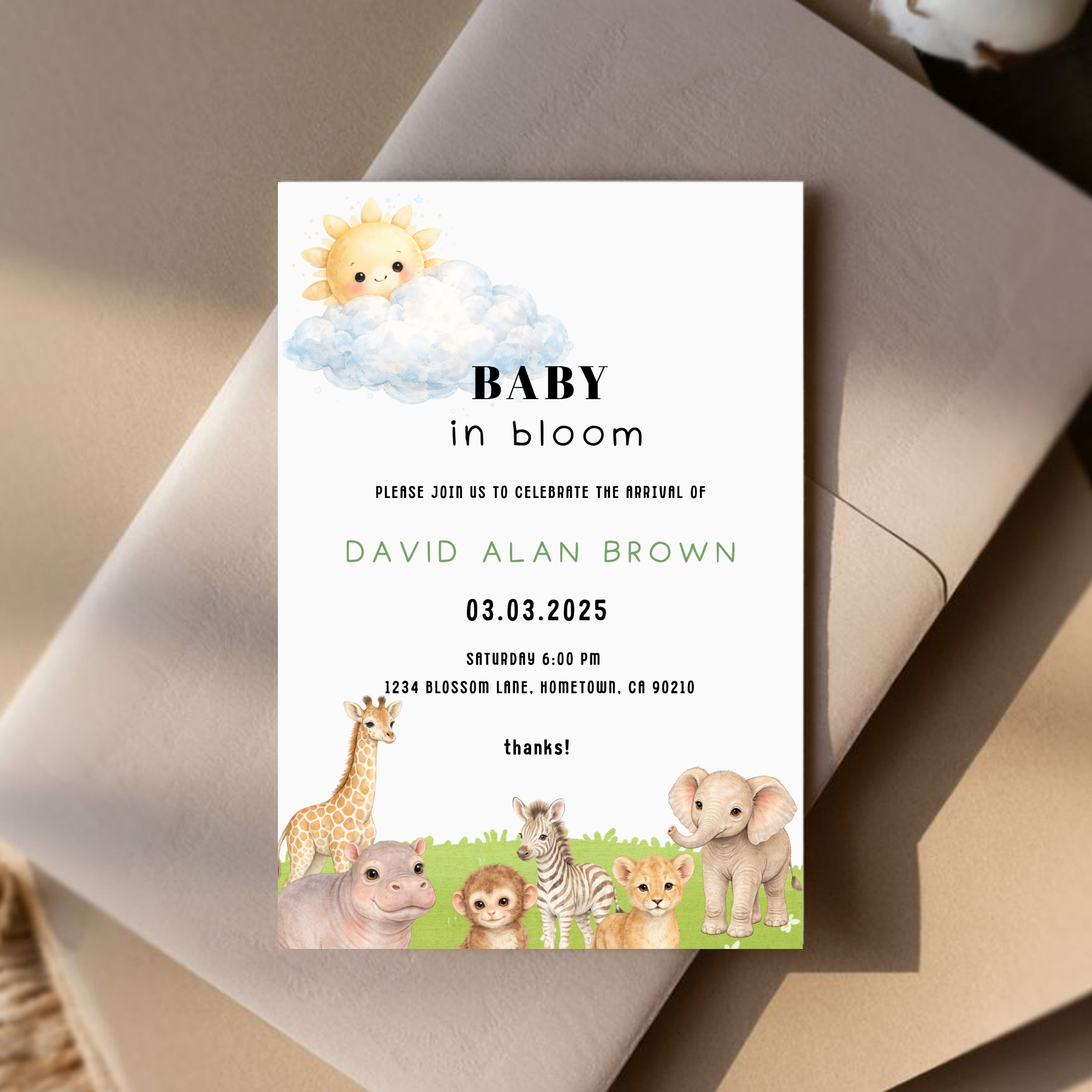 Safari Baby Shower Invitation