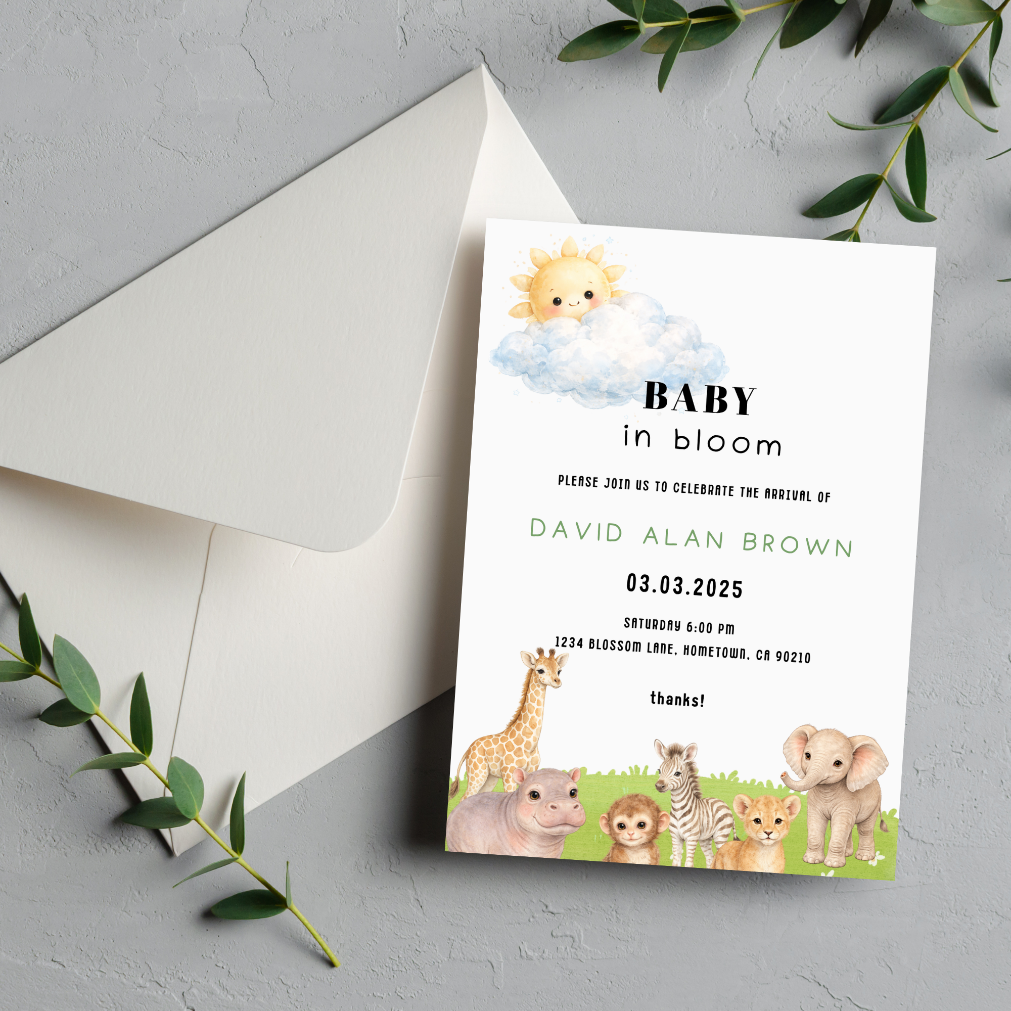 Safari Baby Shower Invitation