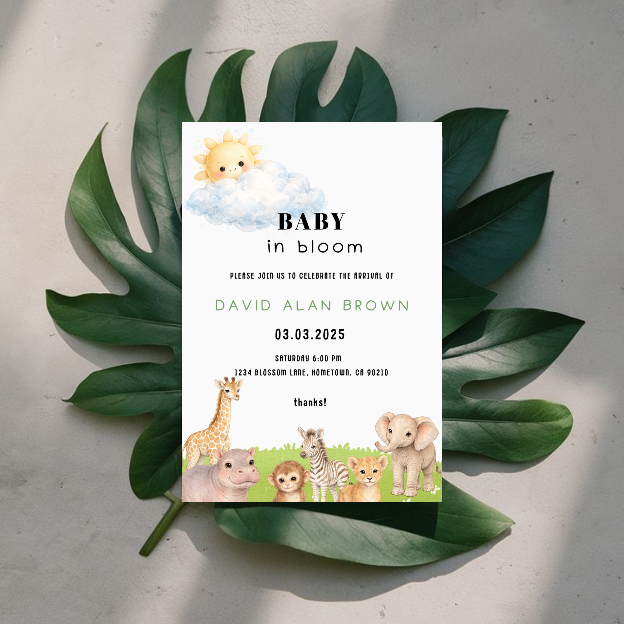 Safari Baby Shower Invitation