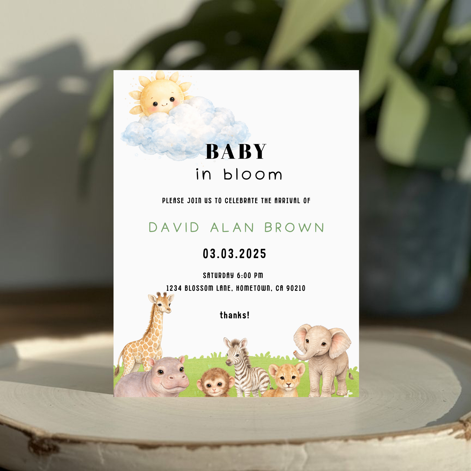 Safari Baby Shower Invitation